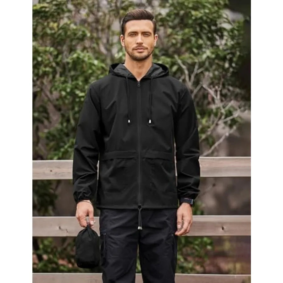 Men's Packable Rain Jacket Lightweight Waterproof Raincoat/with Hood Outdoor Rain Gear Travel Hiking Cycling