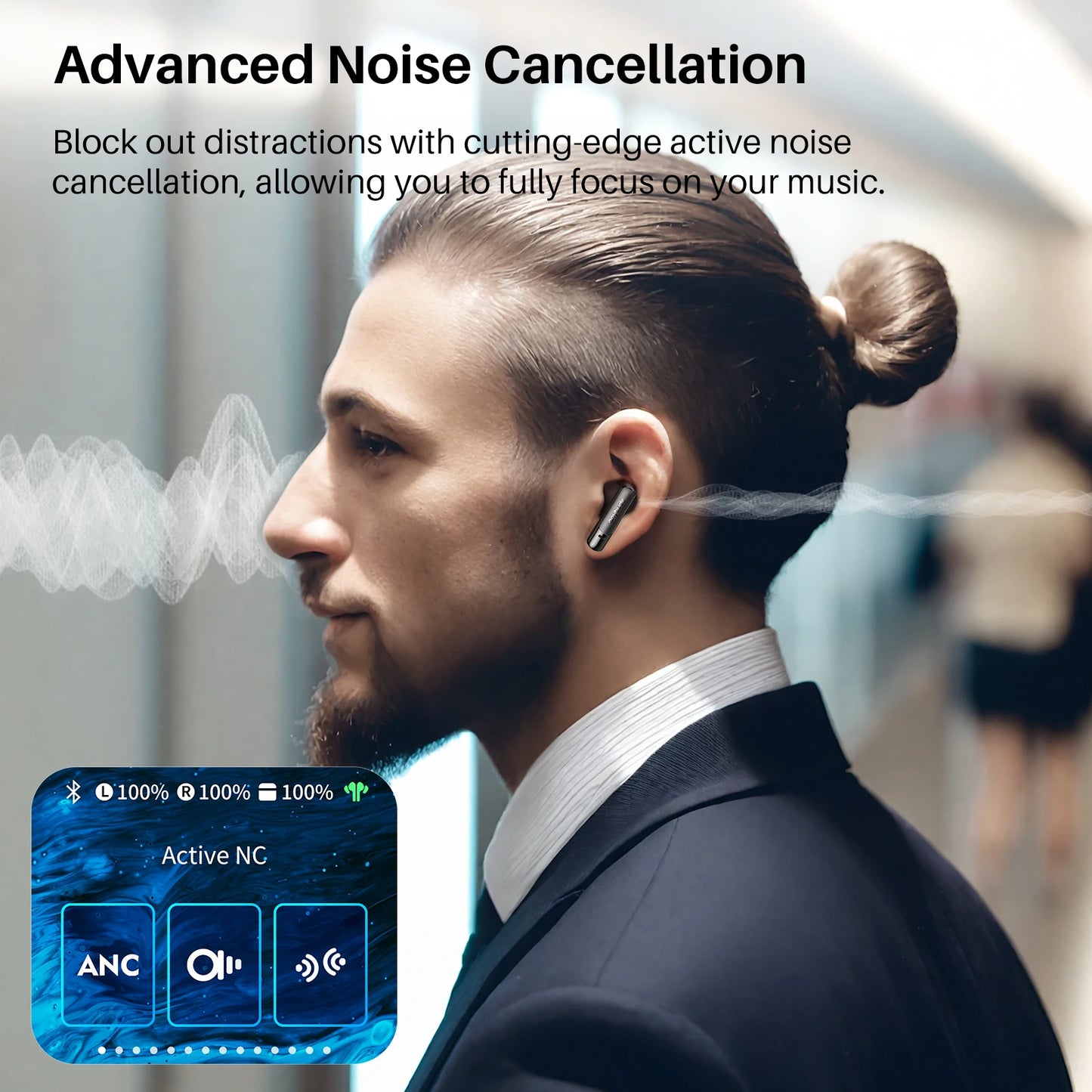 Wireless Earbuds with LCD Touch Screen Control/ANC Noise Cancelling Earphones Music/Game/Movie Mode Immersive