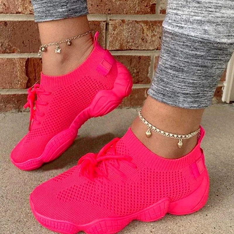Women's Sneakers New Fashion Breathable Trainers Comfortable Sneakers/Women Mesh Fabric Lace Up Female Footwear Women Shoes