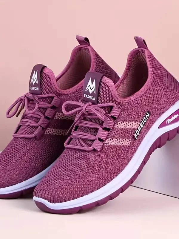 Women's Breathable Knit Walking Shoes Soft Cushion/Non Slip Lace Up Sneakers Lightweight Comfort Casual Daily Sports Shoes