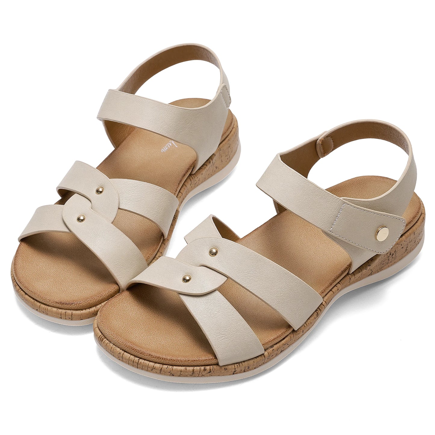 Women Open Toe Flat Sandals Arch Support Adjustable/Comfort Summer Beach Casual Walking Shoes