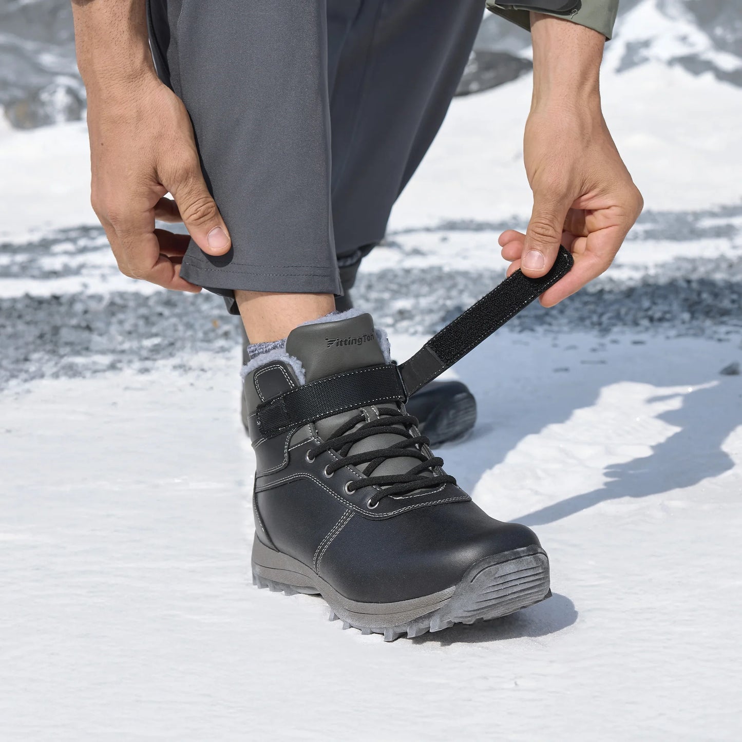 Fittington Snow Boots for Men Winter Boots Wide Fit -15℃ Cold-proof/Warm Thick Lined Outdoor Hiking Shoes Men's Winter Footwear