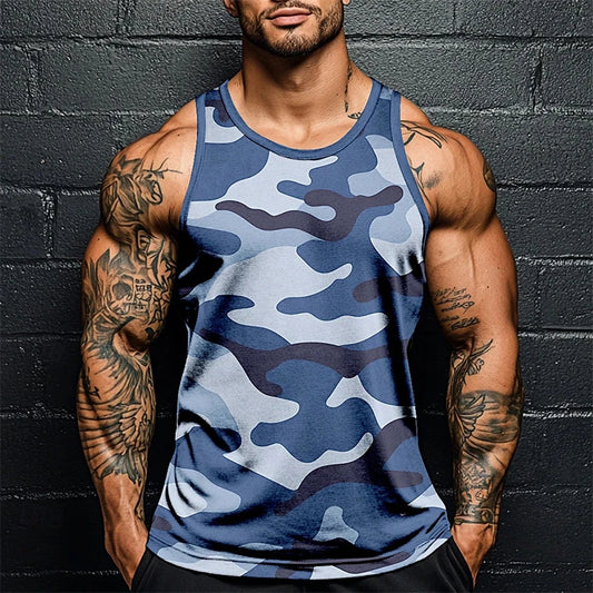 Summer Daily Exercise Men's Tank Top Camouflage Outdoor Sports/Running Fitness Men's Sleeveless T shirt Street Men's Tank Top 6xl