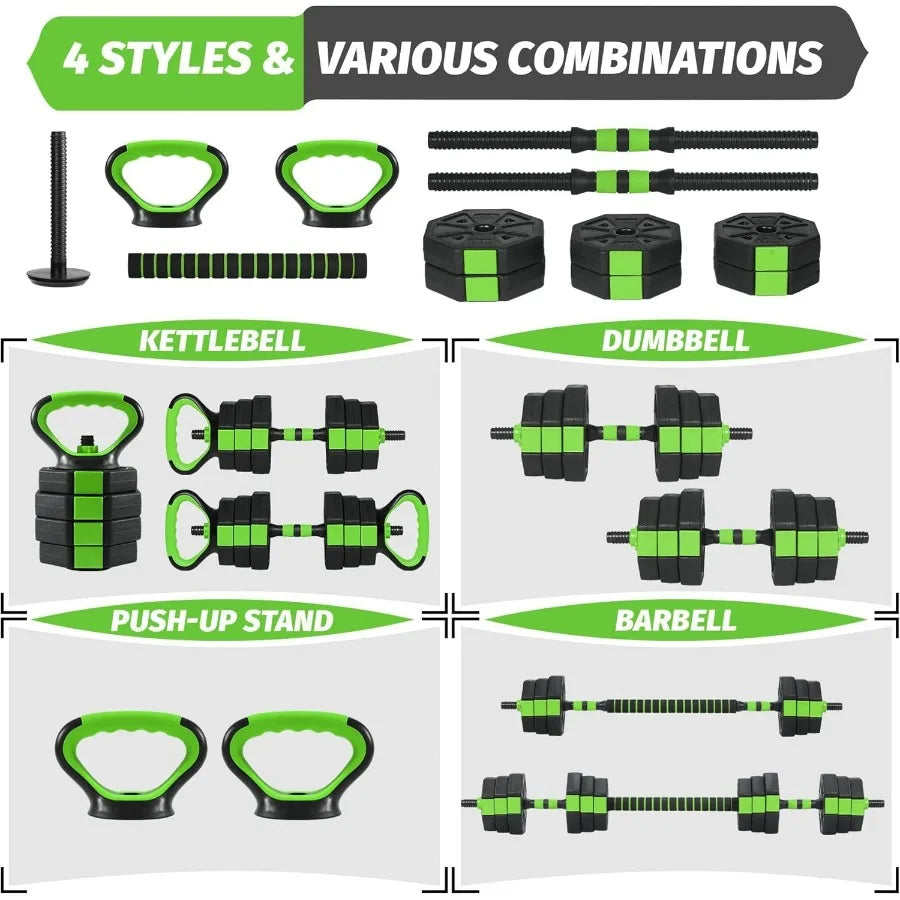 88lbs Adjustable Dumbbells Set 4 in1 Free Weight Dumbbell Set of 2/Used as Barbell Kettlebells Fitness Exercises for Home Gym