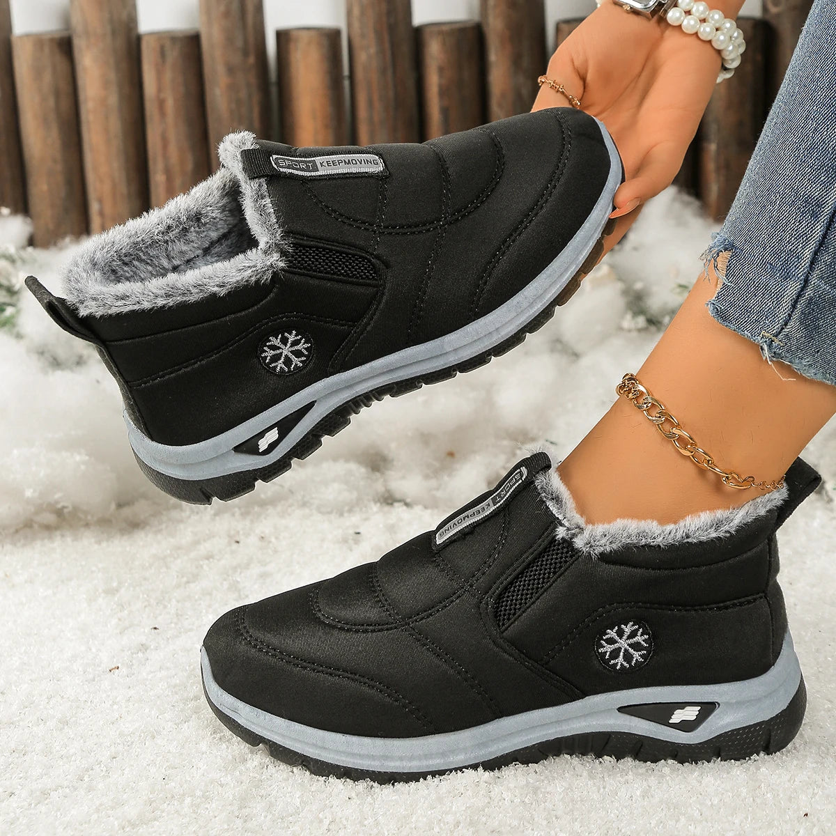 Women's shoes, casual shoes fleece thickened, warm/soft-soled anti-slip and comfortable snow boots