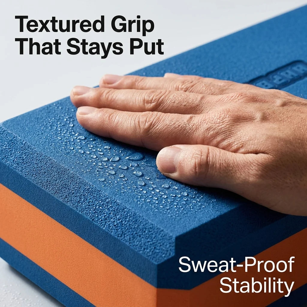 HAPBEAR Yoga Blocks 2 Pack 9x6x3in High-Density EVA Foam/with Non-Slip Textured Surface, Supportive for Deep Stretching