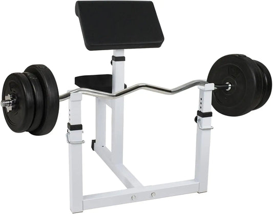 Adjustable Arm Bicep Curl Bench Seated Strength Training Weight Bench/Isolated Barbell Dumbbell Biceps Station for Home Gym 550