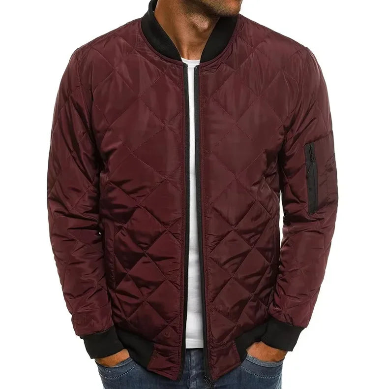 Winter New Jacket Men's Baseball Collar Mesh Pressed/Lightweight  Jacket Vintage Flight Casual Long Sleeve