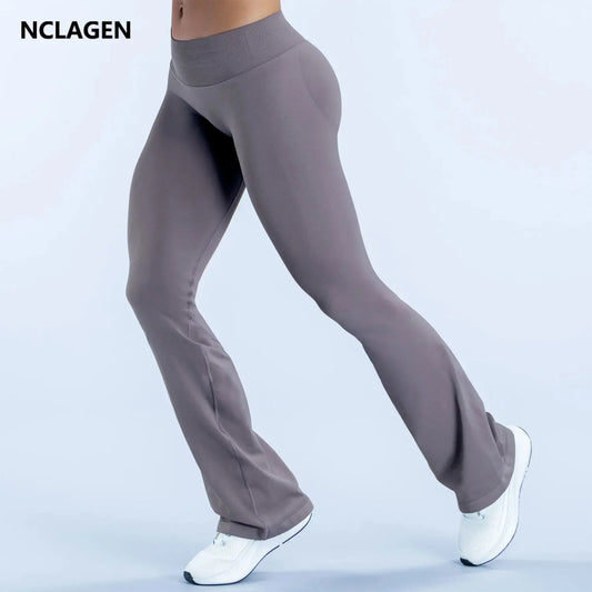 NCLAGEN Flares Gym Clothes Woman Seamless Pilates Yoga Leggings/Scrunch Booty Peach Hip Lifting Fitness Workout Sports Pants