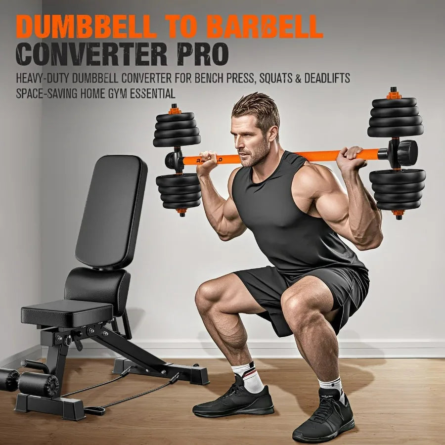 Dumbbell Converter, Convert Dumbbells to Barbell Set Weight Bar/for Bench Presses, Squats Hip Thrust Deadlifts