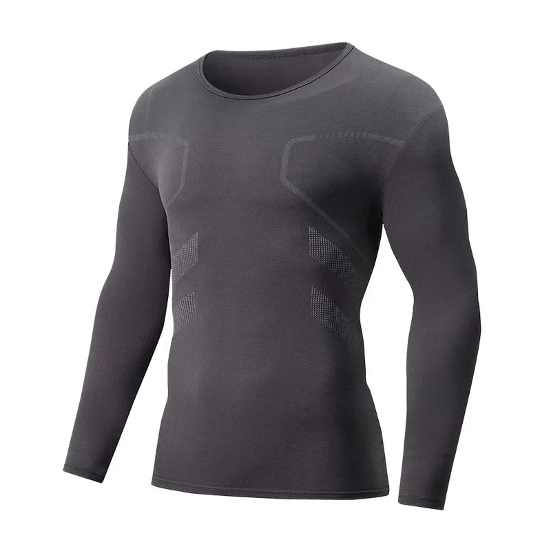 3-piece Autumn/Winter Men's Fashionable Printed Sports Warm Long Sleeved T-shirt/Plus Size Fitness Running Casual Versatile Top