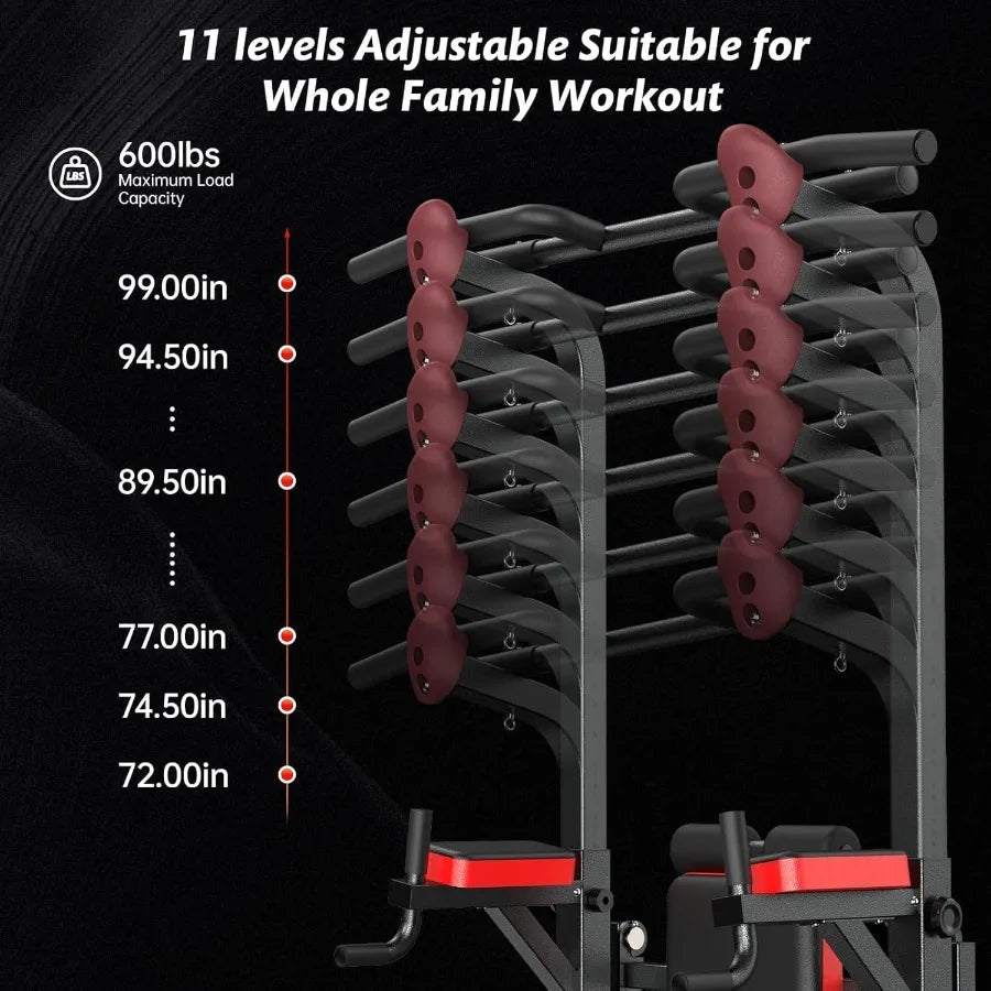 Power Tower Dip Station Pull Up Bar for Fitness Home Gym Workout/Multi-Function Adjustable Height Fitness Strength Training