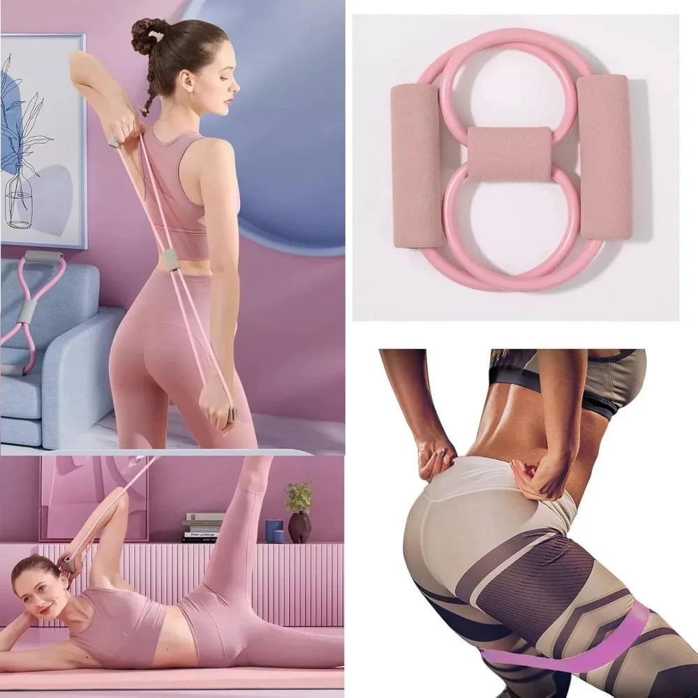 Pilates Set – Home Pilates Equipment for Women Kit with Magic Circle/Pilates Ring and Ball Set, Resistance Bands & Massage Balls