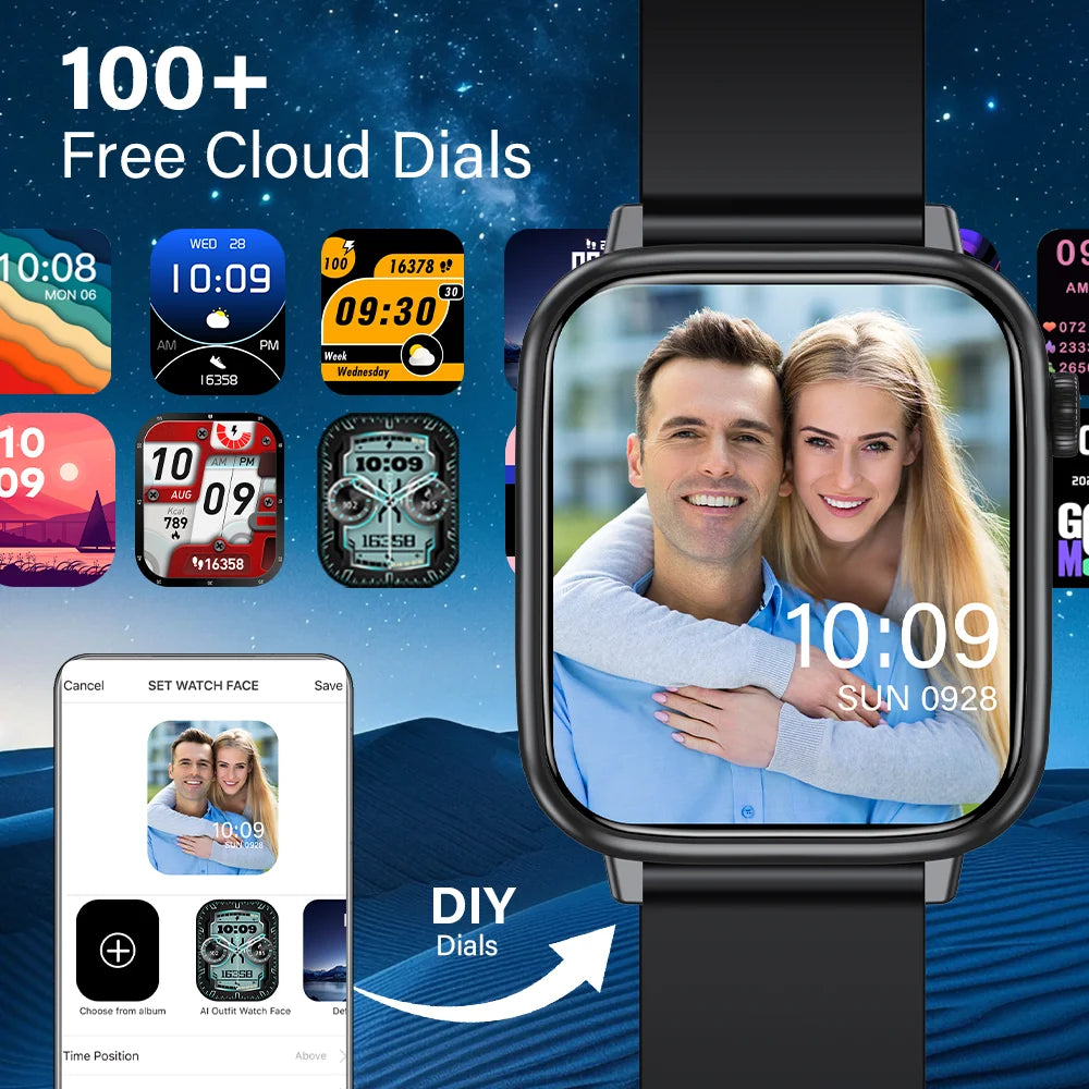 LAXASFIT New Smart Watch Bluetooth Call 24/7 Heart Rate Monitor/IP68 Waterproof 100+ Sport Mode Smartwatch for Men Women