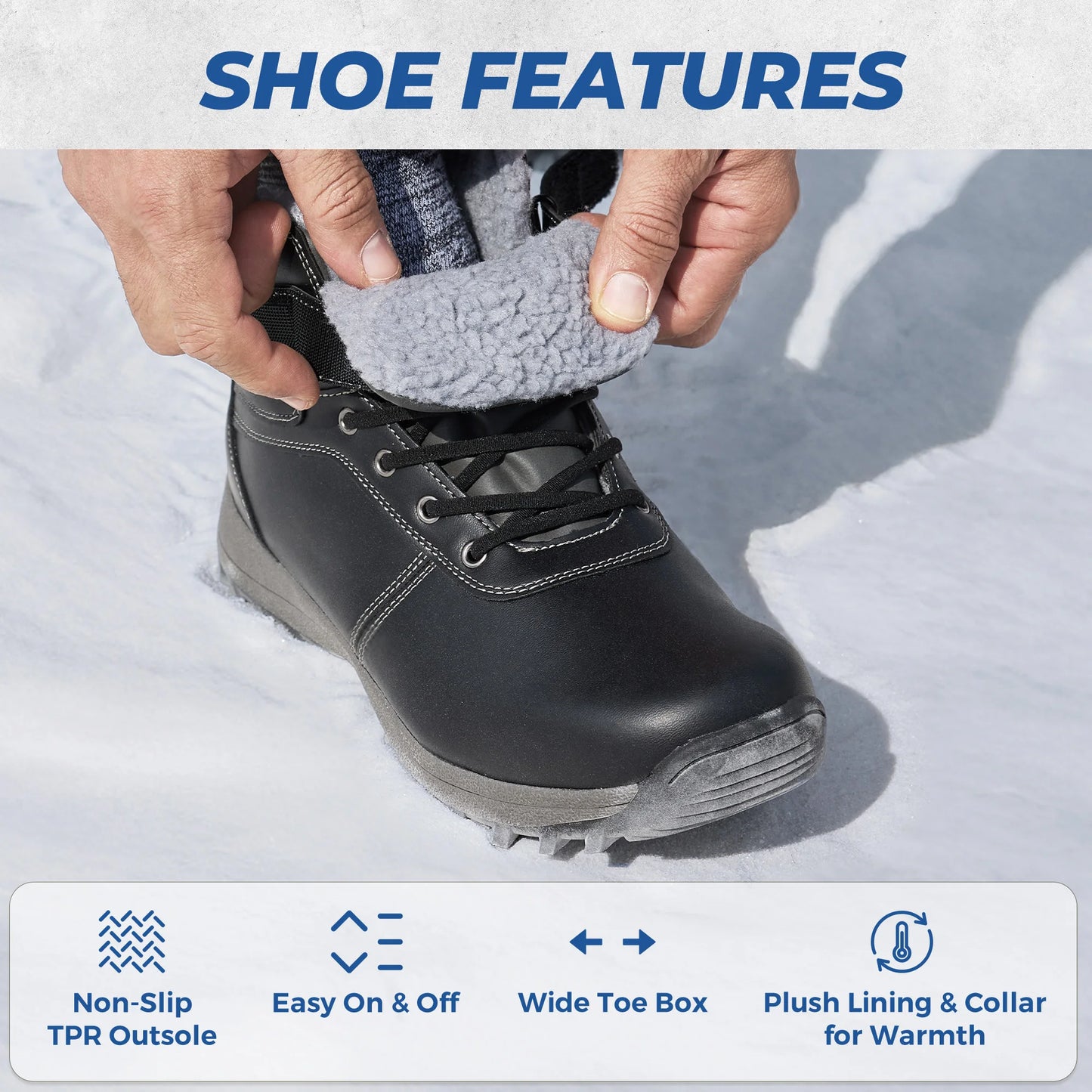 Fittington Snow Boots for Men Winter Boots Wide Fit -15℃ Cold-proof/Warm Thick Lined Outdoor Hiking Shoes Men's Winter Footwear