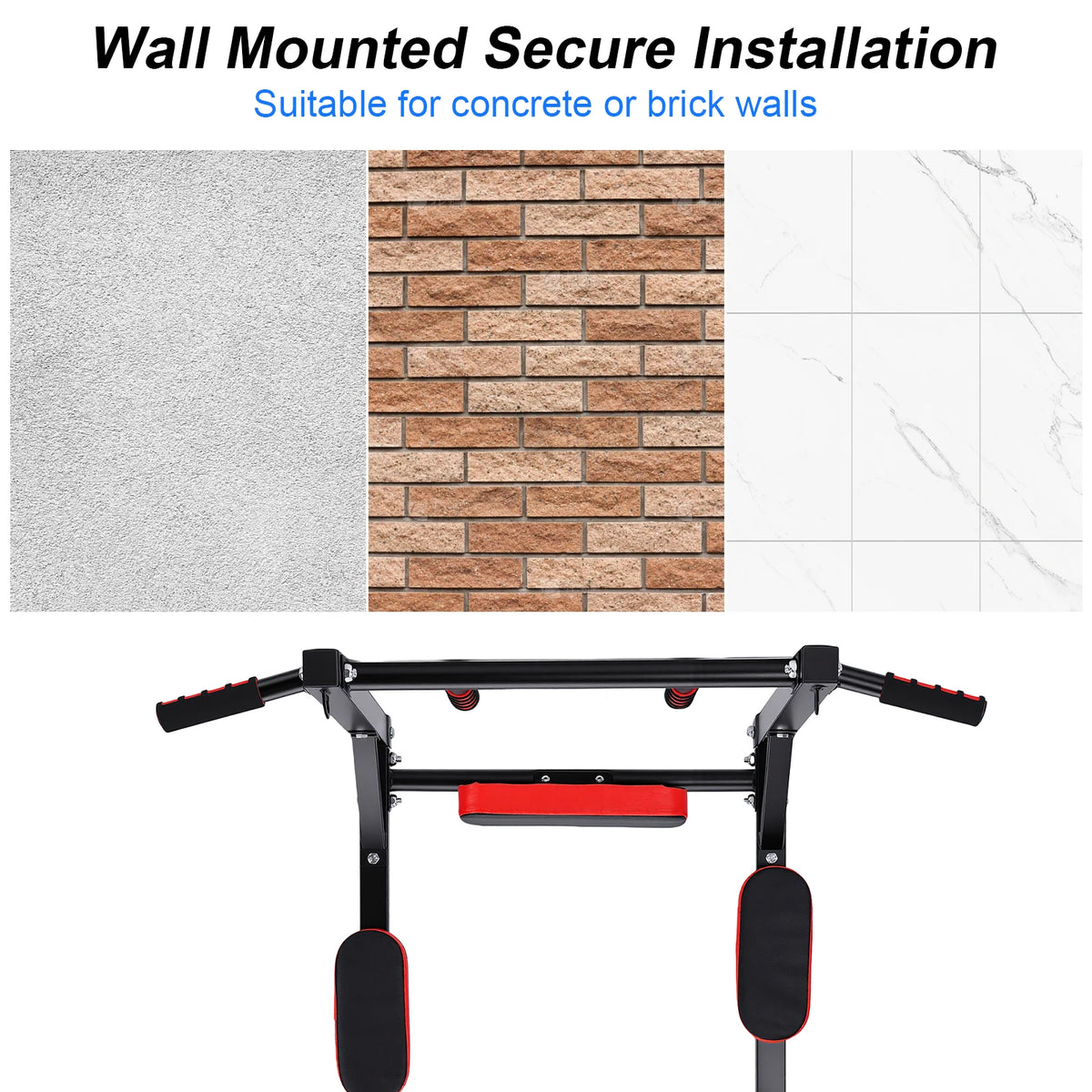 Wall Mounted Pull Up Bar Wall-Mounted Pull-Up Bar Dip Station/Multifunctional for Home Gym Indoor Workout Supports to 551LBS
