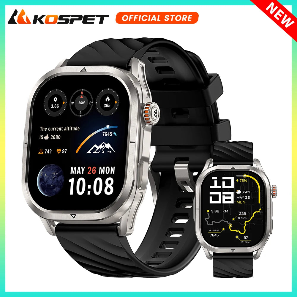 KOSPET MAGIC P10 GPS Smartwatch For Men Anti-Fingerprint AMOLED Screen/Dual-Band GNSS IP69K 5ATM Waterproof 180+ Sport Mode