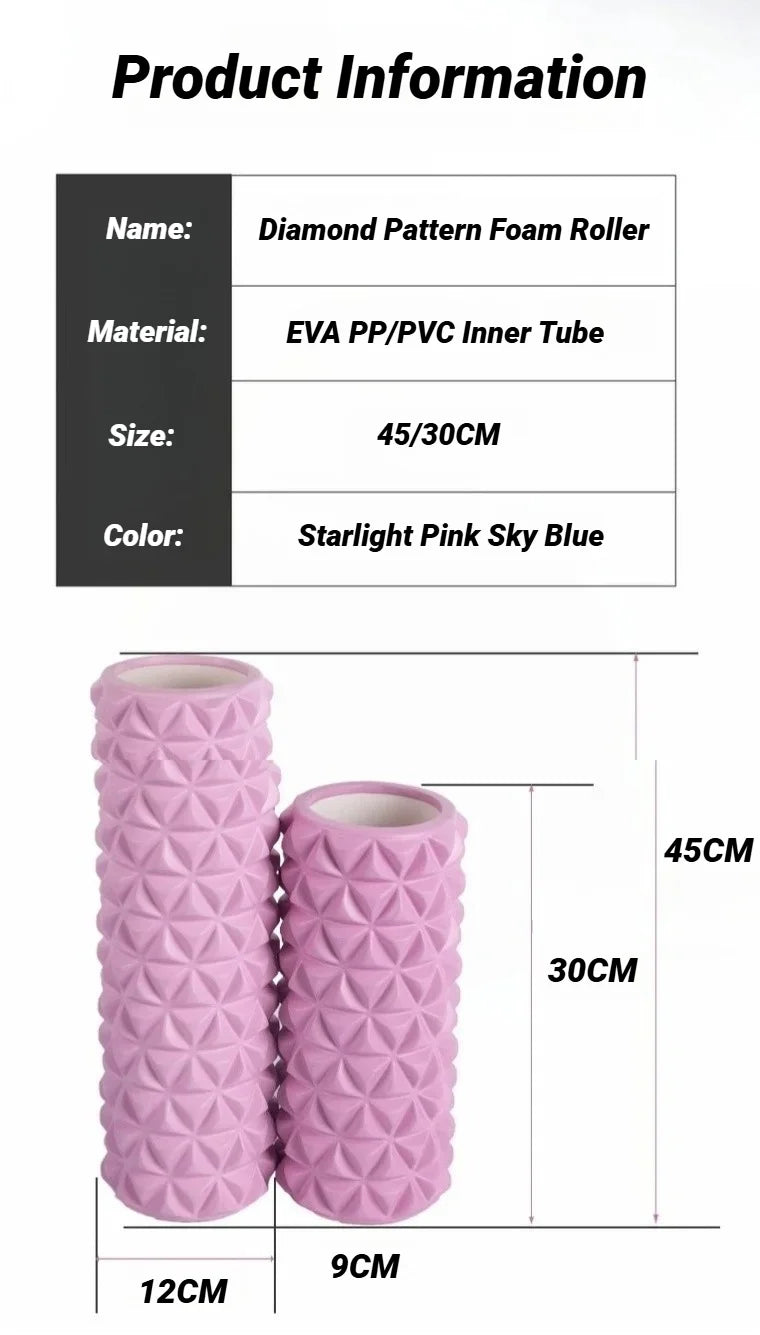 3D Diamond Foam EVA Massage Roller Hollow Yoga Column Fitness Equipment/For Muscle Physiotherapy And Sports Rehabilitation Roller