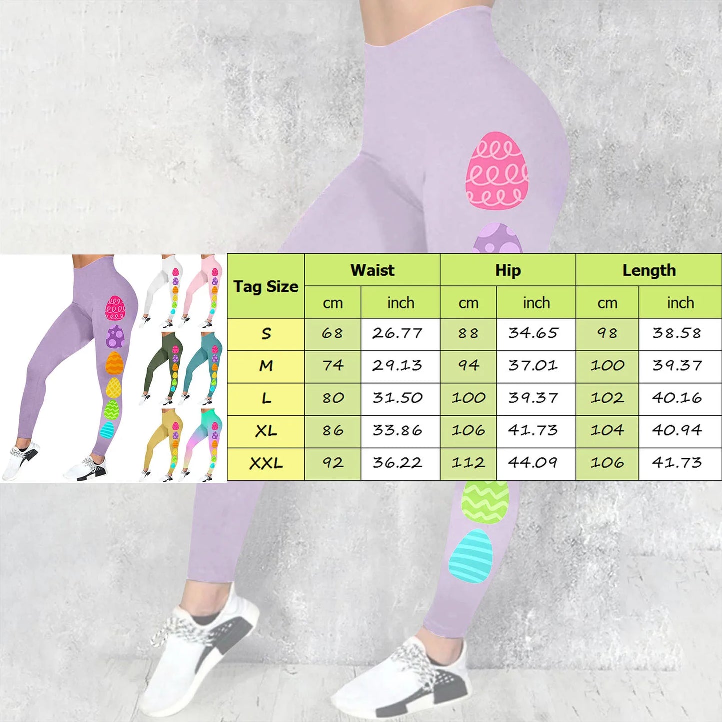 Conceited Leggings for Women Casual Sports Yoga Pants/Colorful Easter Print Tight Leggings