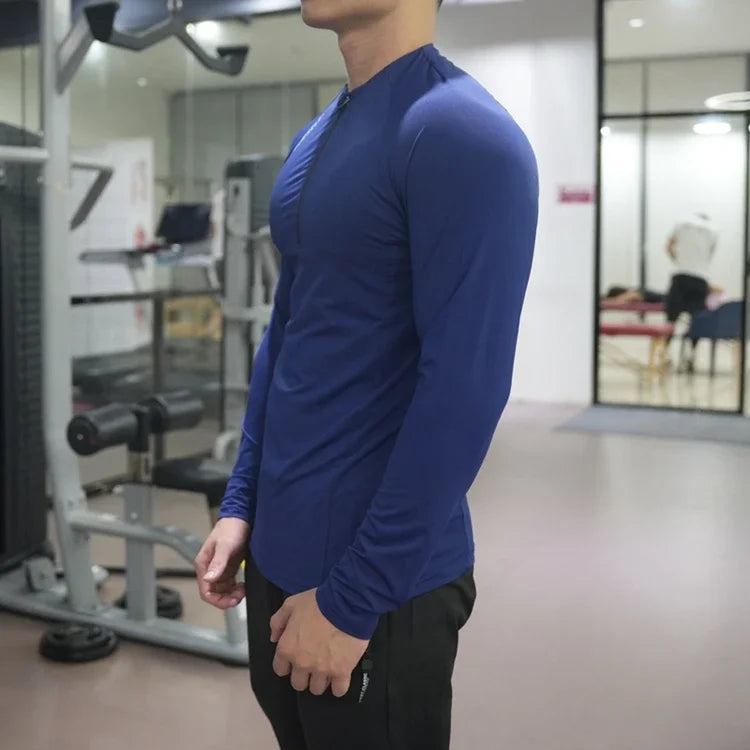Men's Fitness Sports T-shirt Running Compression Tops/Muscle Fit Shirts Long Sleeve Sweatshirt Jogging Breathable Activewear