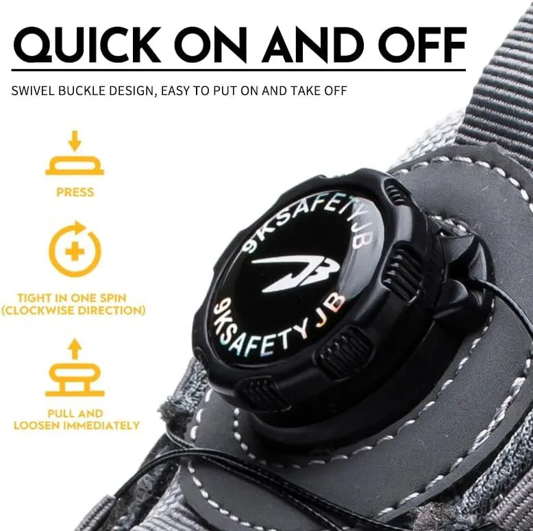 Men's Rotating Button Steel Toe Anti-Puncture Non-Slip/Work Shoes Lightweight Breathable Safety Boots for Men
