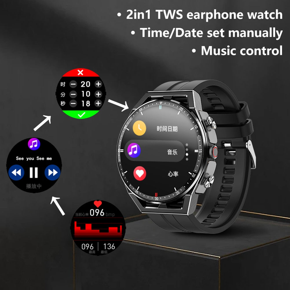 2-in-1 Fitness Smartwatch Heart Rate/Health Monitor 300mAh Sports Smart Watch