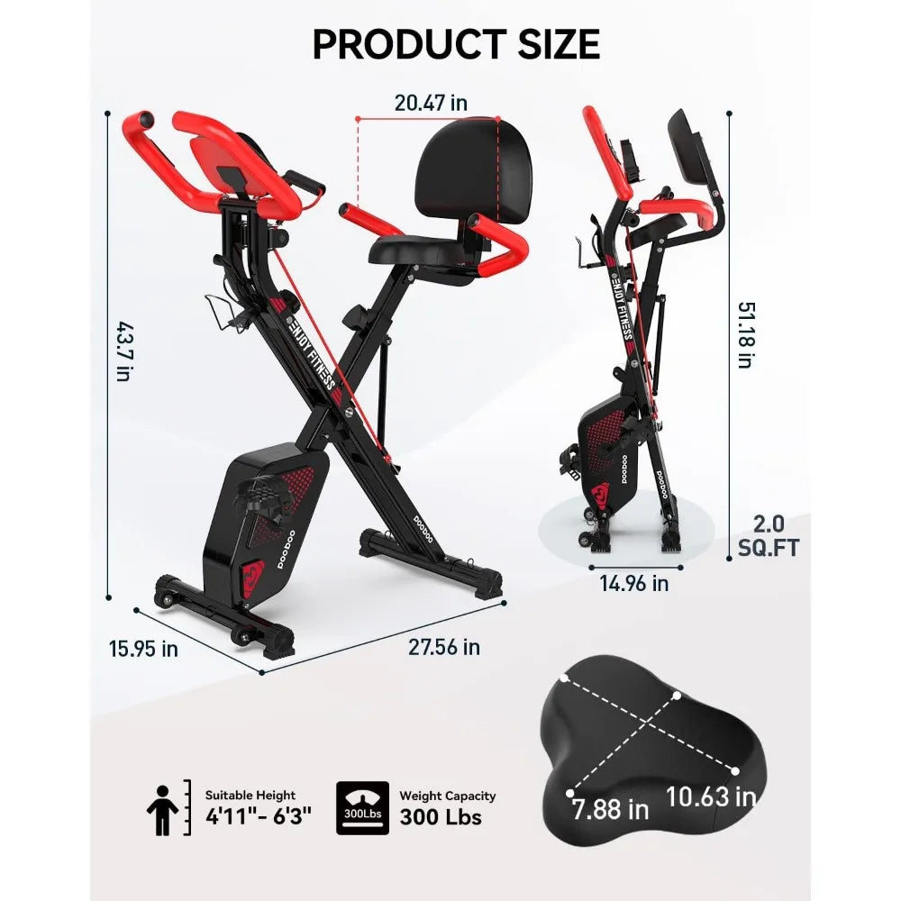 Foldable Fitness Stationary Bike Machine/Upright Indoor Cycling Bike Magnetic X-Bike