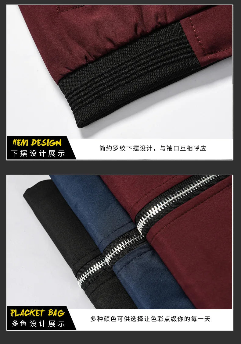 Men's Bomber Zipper Jacket Male Casual Streetwear Hip Hop/Slim Fit Pilot Baseball Coats Men Clothing