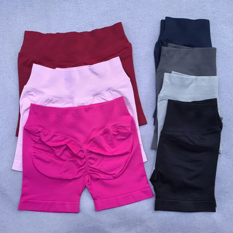 Seamless Shorts 4.5" Ribbed Yoga Shorts Women Flex Gym Shorts/Booty Running Short Butt Lifting Workout Pants