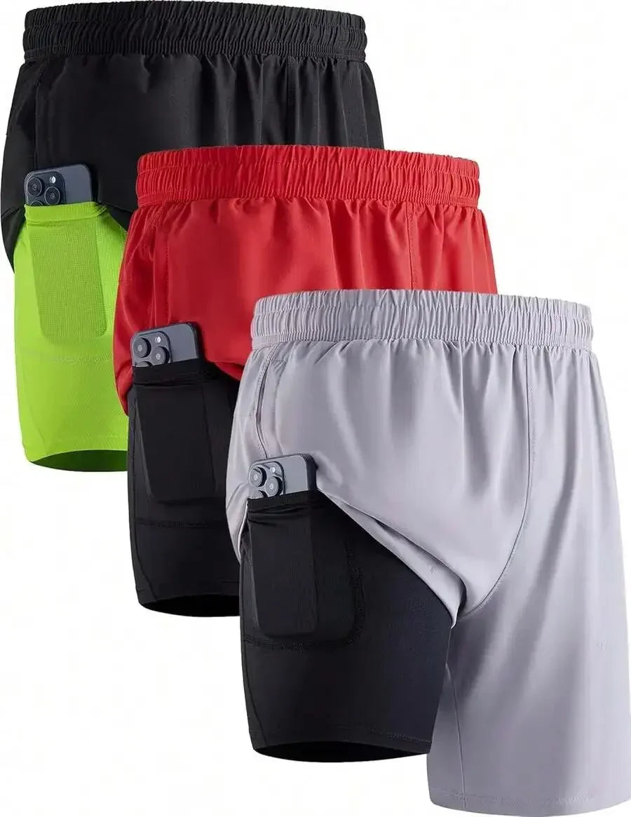 Men's 7 Inch Running Shorts/With Compression Liner Quick Dry 2 In 1