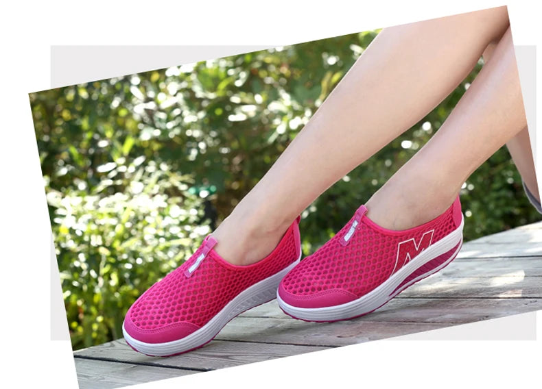 Shoes Women Mesh Flat Shoes Sneakers Platform Shoes Women Loafers/Breathable Air Mesh Swing Wedges Shoe Breathable Flats
