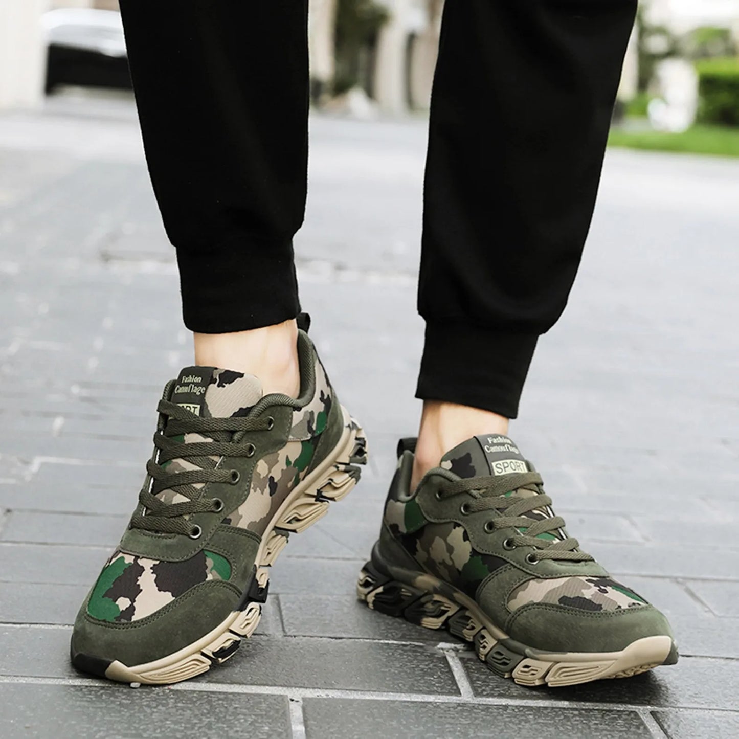 Men Lace Up Camouflage Vulcanized Shoes Travel Soft Sole/Comfortable Shoes Outdoor Shoes Running Sneakers