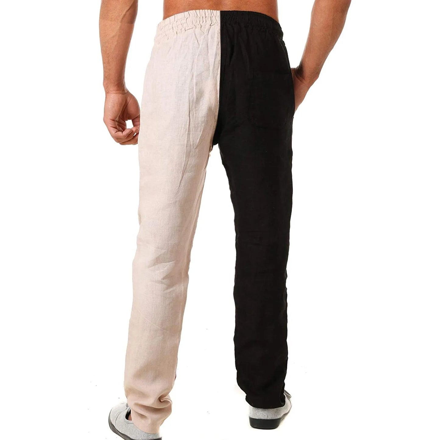 Men Spring And Summer Pant Casual All Match/Color Matching Cotton Linen Loose Trouser