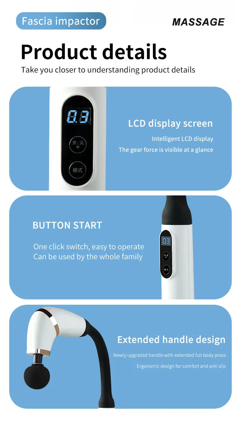 Massage Gun with Upgraded Extension Handle Back Massager/Muscles/Neck/Shoulders/Waist/Legs Massager