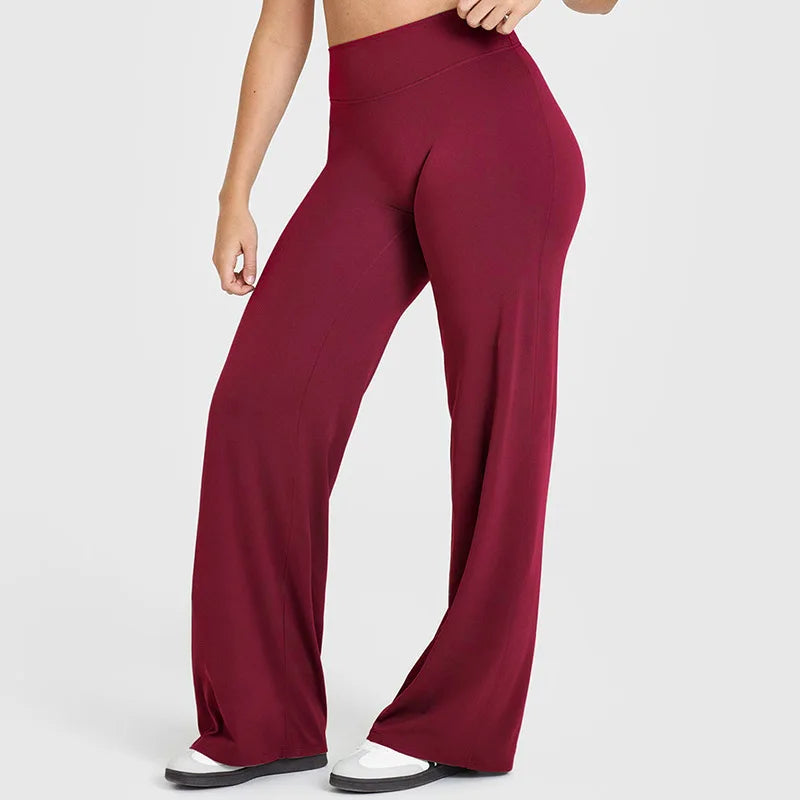 NCLAGEN Soft Motion Straight Leg Bottoms Women's Mid-Waist Yoga Pants/GYM Leggings Naked Feel Pilates Running Sports Trousers