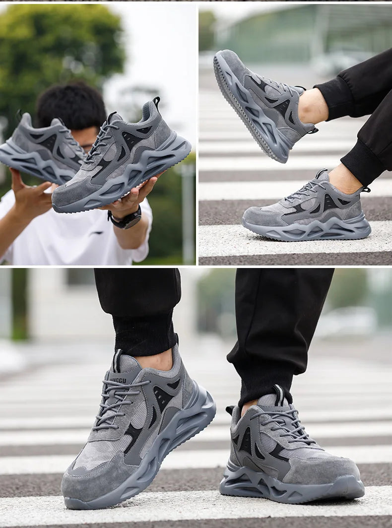 Men's Comfortable Soft-Soled Smash/and Puncture Resistant Work Shoes