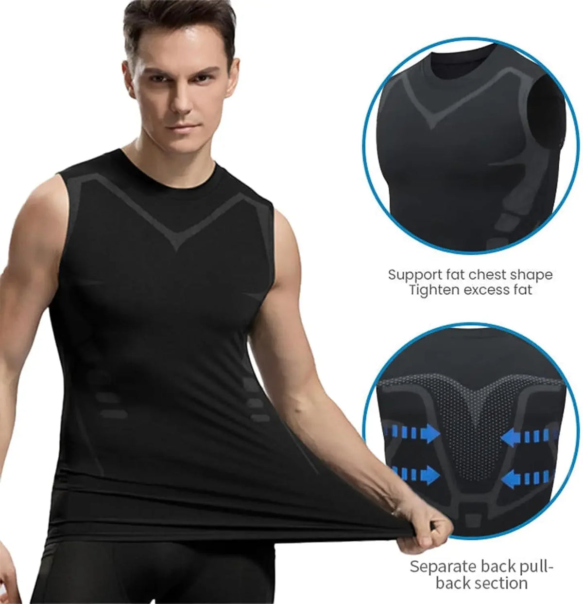 New Fashion Trends Summer Men Shapewear Ionic Shaping Vest Sleeveless Shirt Tight Compression Shirts Tank Top Breathable Ice Silk Vest