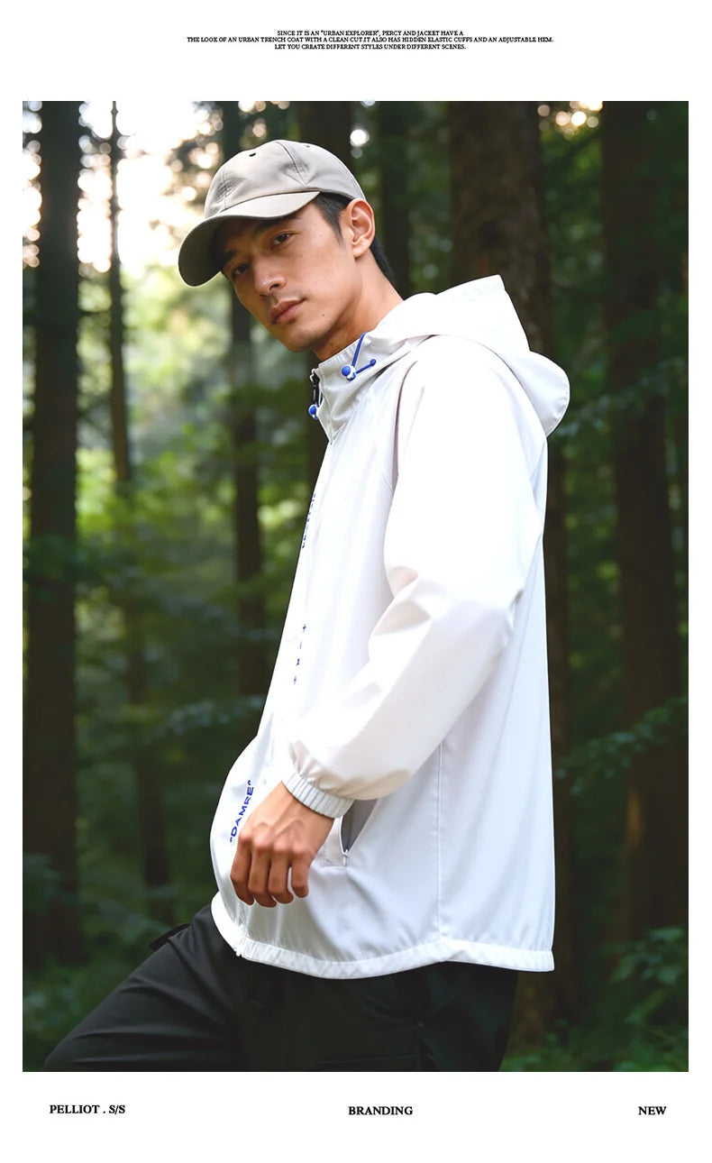 UPF50+ Ice Silk UV Sun Protection Jacket Men Outdoor Softshell/Windbreaker Hiking Camping Coats Lightweight Sunscreen Skin Coats