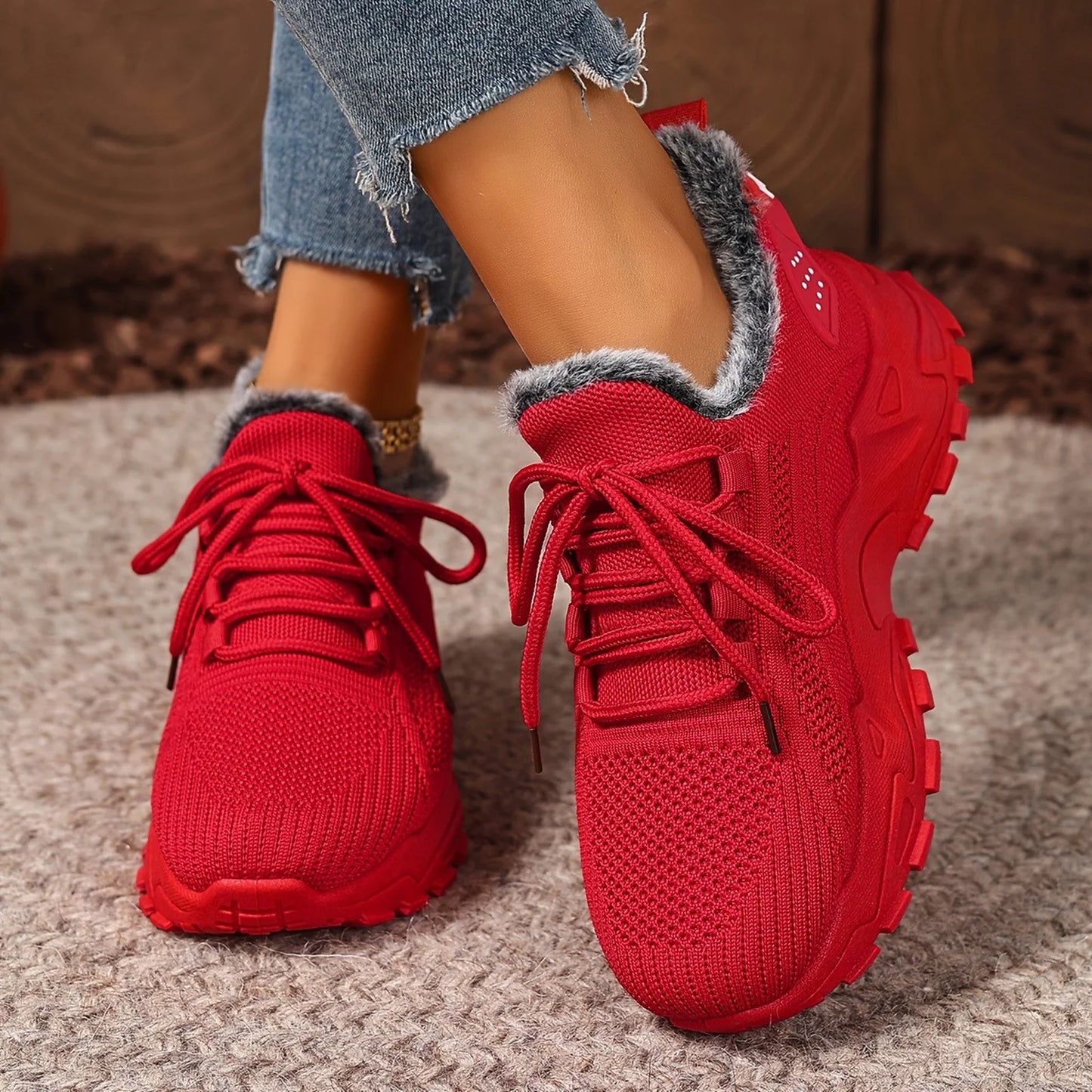 Sneakers Women's Winter Warm Sports Shoes Non Slip Soles/Suitable for Cold Weather Outdoor Walking Sports Shoes Ladies Sneakers