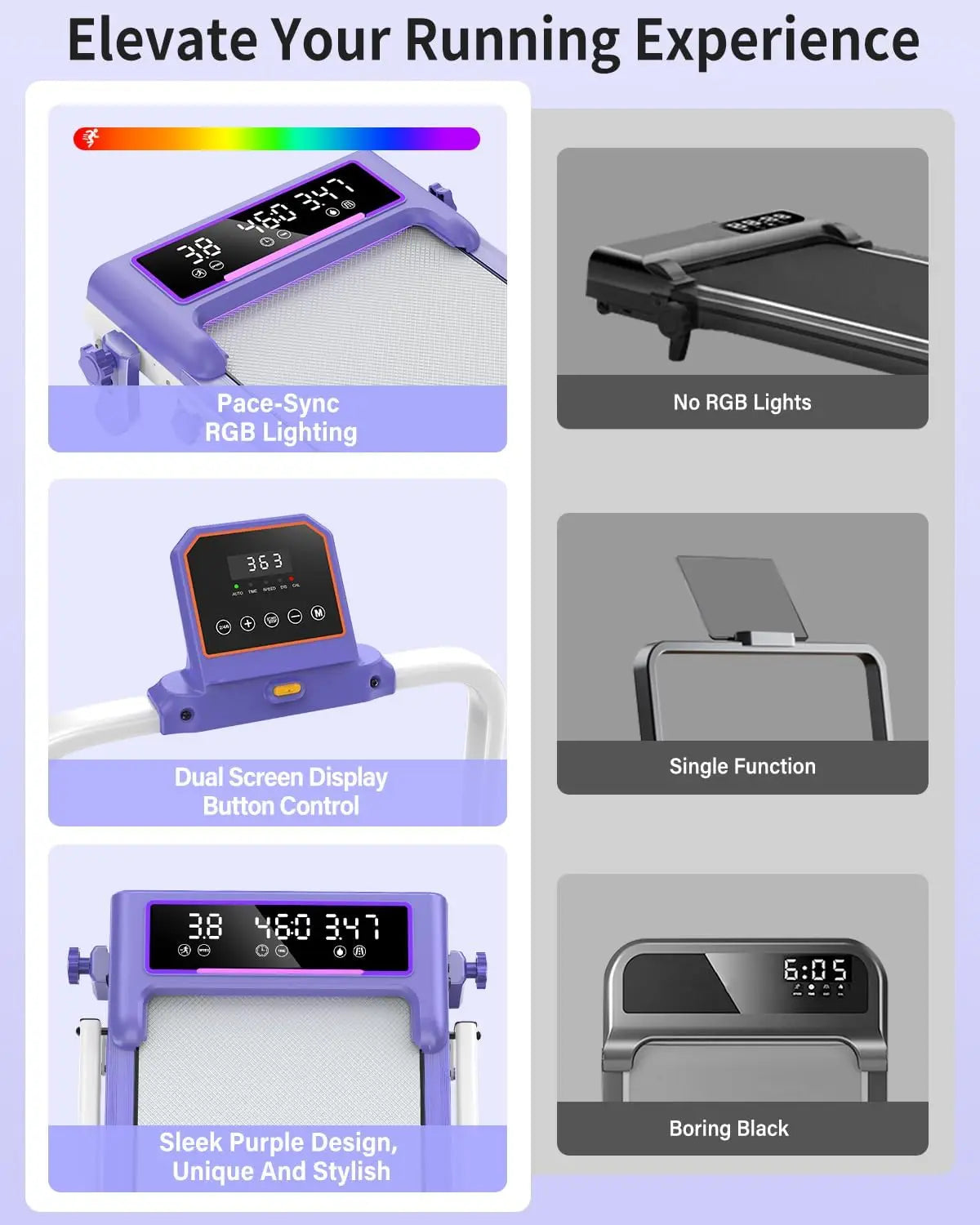 Folding Walking Pad with 15% Incline/RGB Light/Dual Screen Display/3.5HP Treadmills for Home,350lbs Capacity Smart App