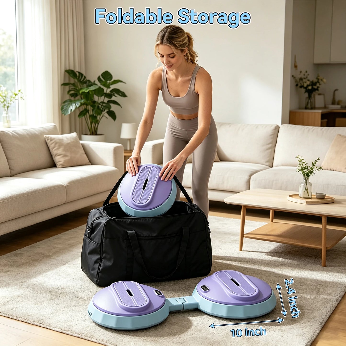 Fold Design Twist Board with Elastic Pull Rope Household/Core Training Equipment Indoor Waist Leg Hip Workout Tool