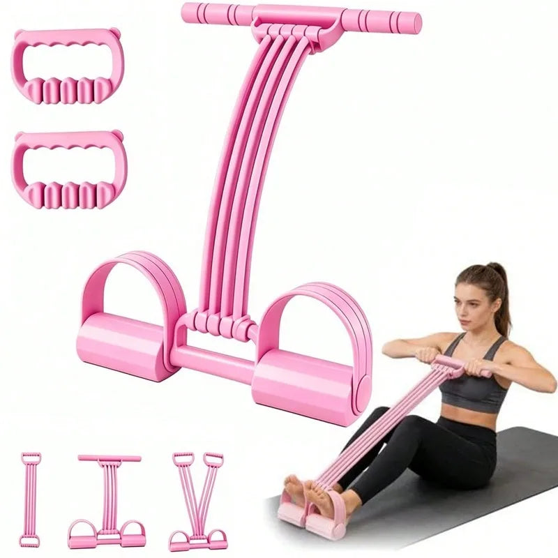 Home Workout Foot Pedal Resistance Bands with Handle/Tube Natural Rubber Tension Rope Multifunction Yoga Pilates
