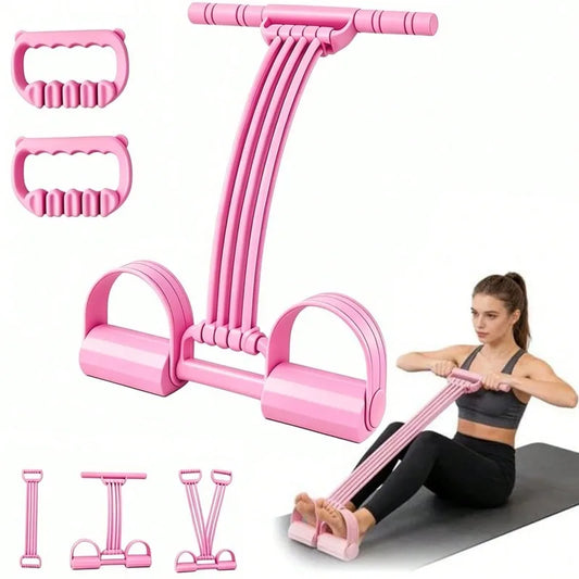Home Workout Foot Pedal Resistance Bands with Handle/Tube Natural Rubber Tension Rope Multifunction Yoga Pilates