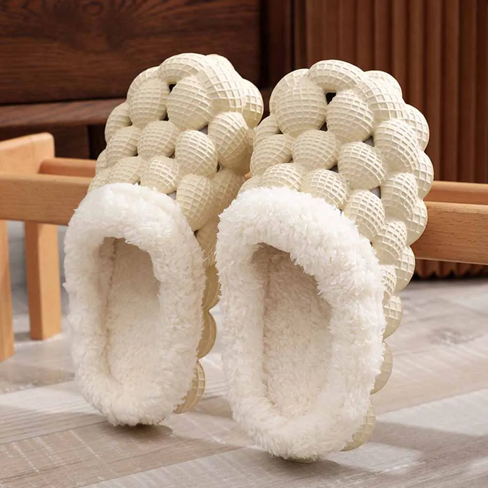 Women Winter Bubble Shoes Indoor Home/Couple Funny Fur Warm Cotton Slippers Plush