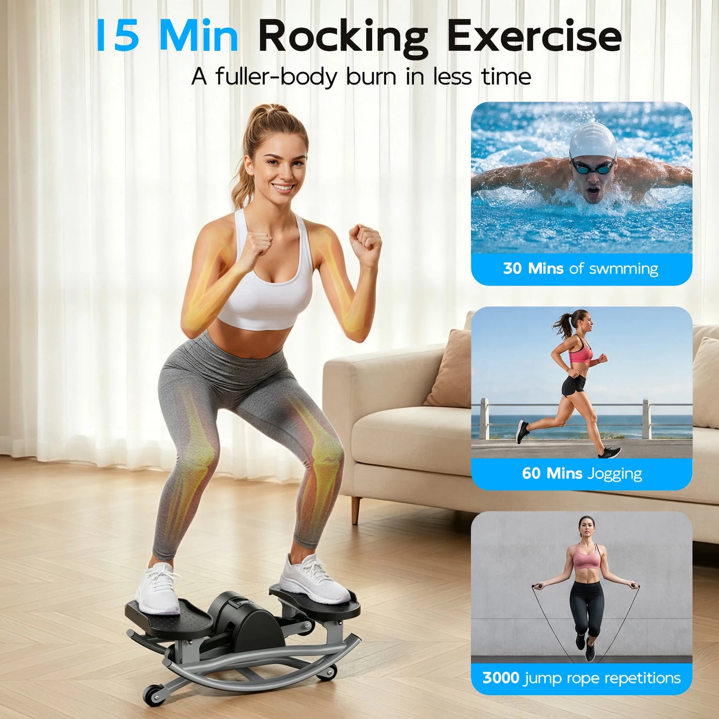 Swing Stepper Machine Intelligent Non-Slip For Exercise/Twist Stair Stepper Trainer Full Body Workout 220 lbs with Digital Display