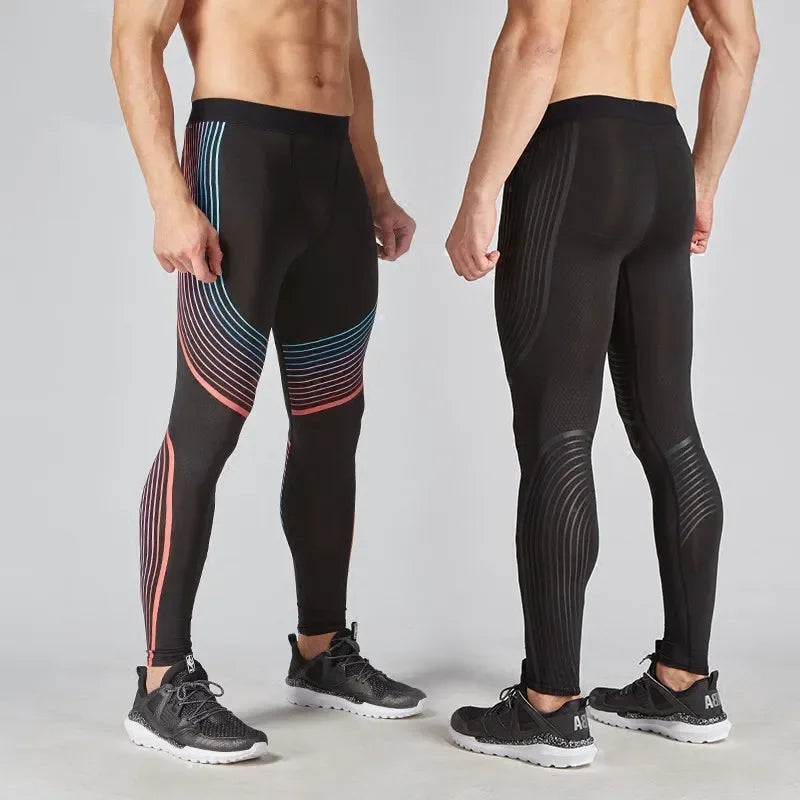 Compression Pants Men Running Tights Fitness Sport Leggings Pants/Gym Training Joggers Fitness Athletic Striped Skinny