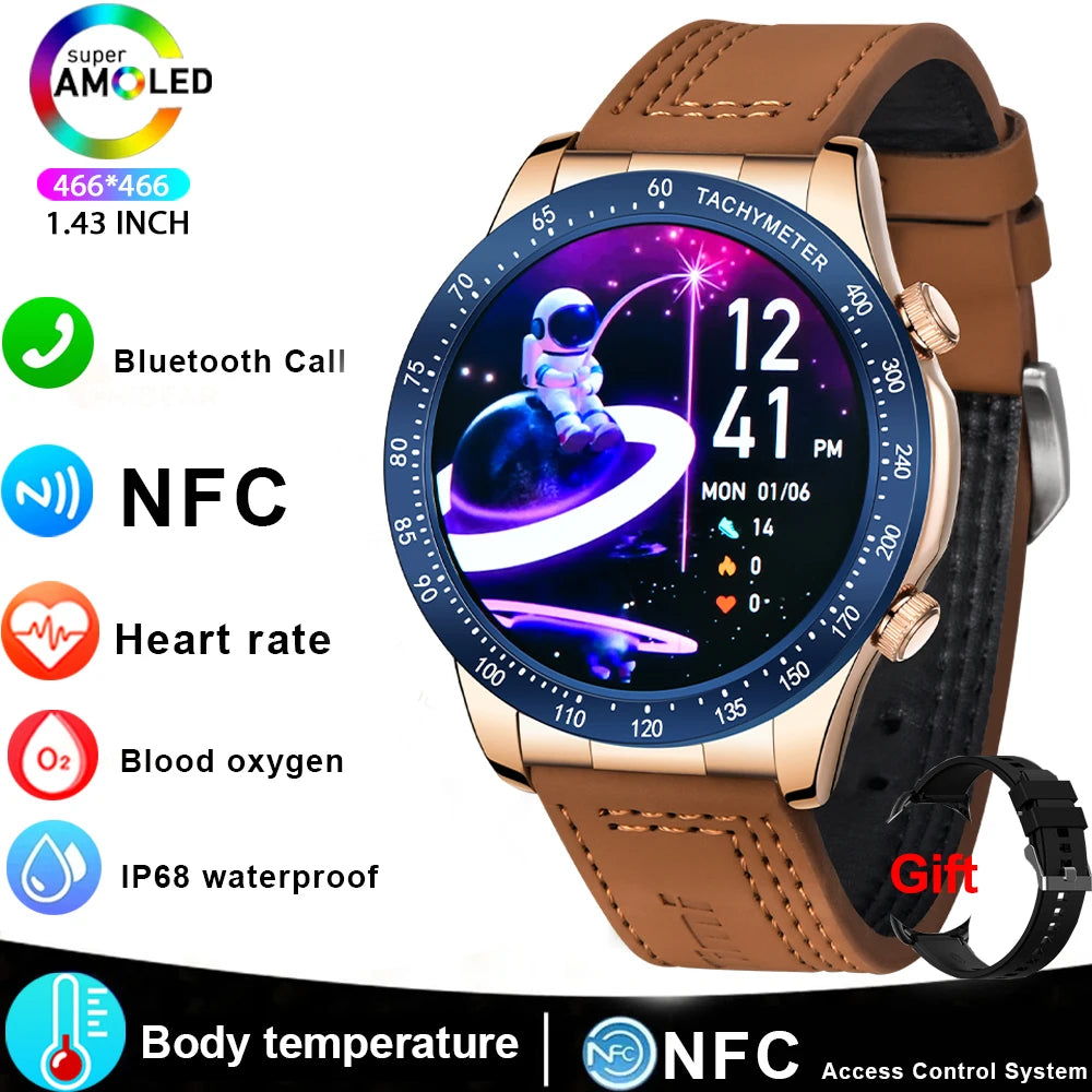 Smart Watch Men 1.43 Inch HD AMOLED Screen Bluetooth Call Fitness Watch/Heart Rate Sleep Monitoring Smartwatch
