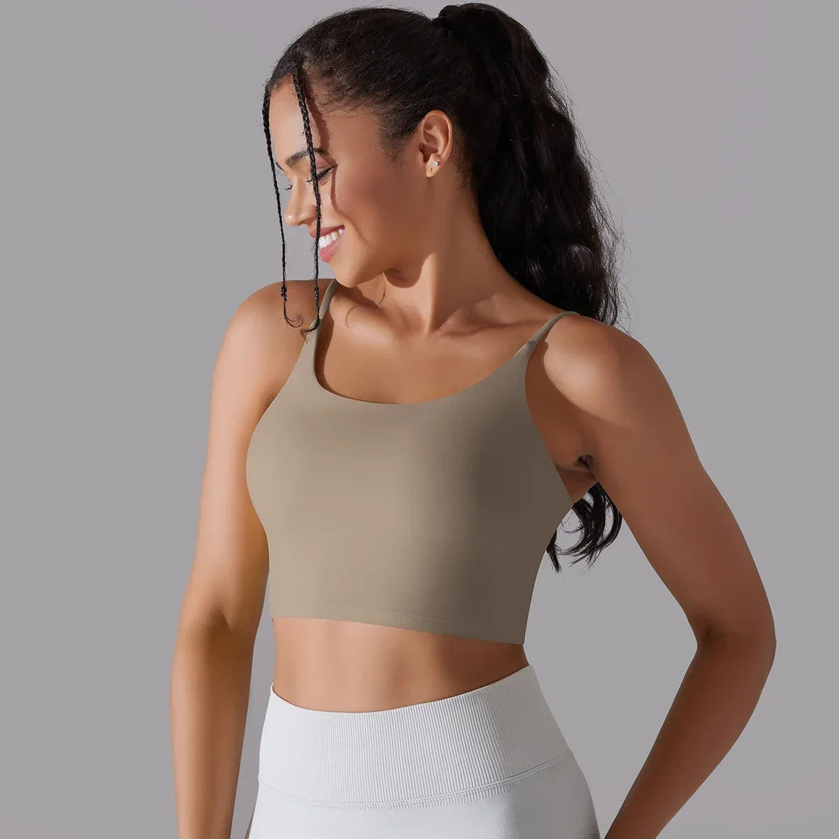 Solid Color Yoga Sports Bra Women Fixed Padded/Slim Gym Fitness Workout Undershirt Top