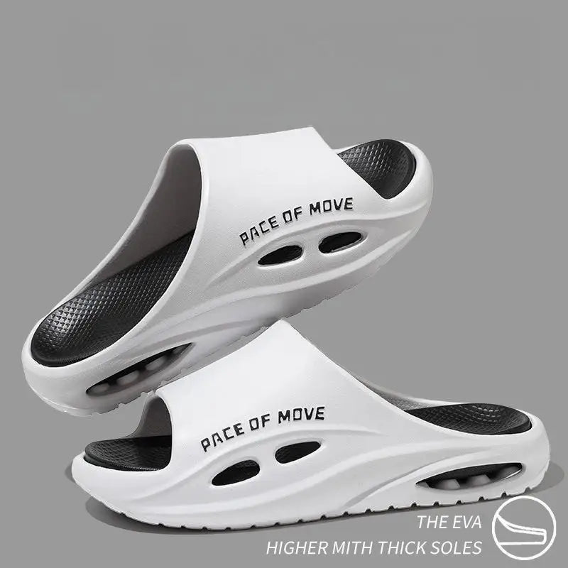 Platform Slides for Men, Letter Graphic Cutout EVA Sport Slippers/Breathable Daily Walking Beach Sandals