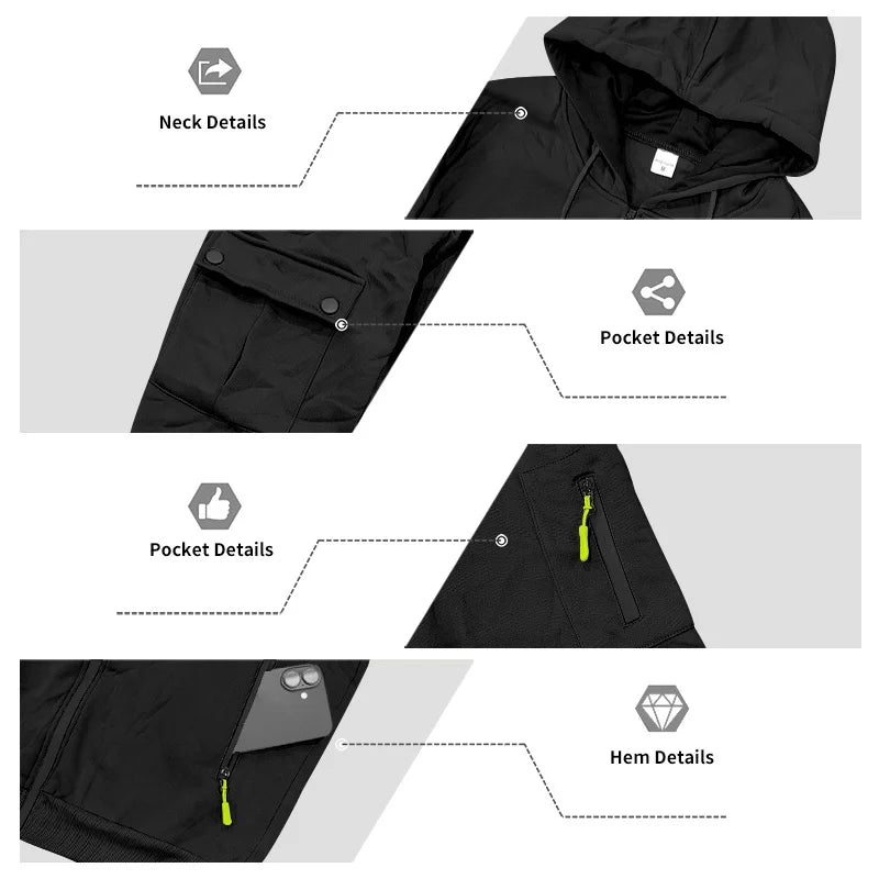 Men's Lightweight Insulated Winter Jacket With Hood Casual Windproof/Zipper Collar Jacket, Golf Windproof Hooded Jacket